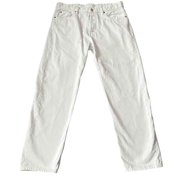 Zara White Straight leg jeans White Hidden Button fly Rigid denim Mens 36 X 32 - Picture 1 of 11